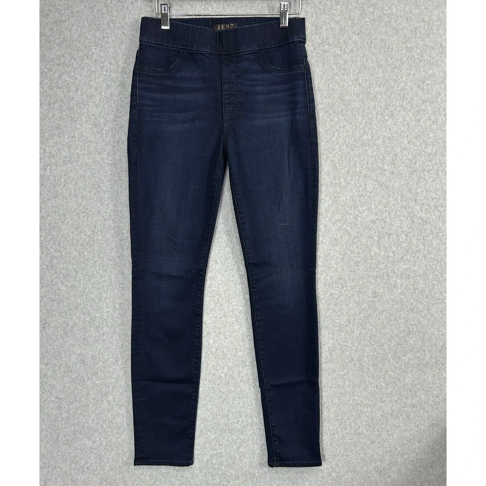 Jen7 by 7 For All Mankind Size 4 Skinny Jeans Dark Blue Pull-On Stretch‎ Denim